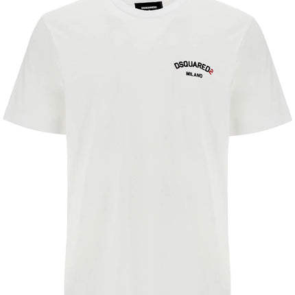 Dsquared2 white cotton t-shirt with embroidered logo