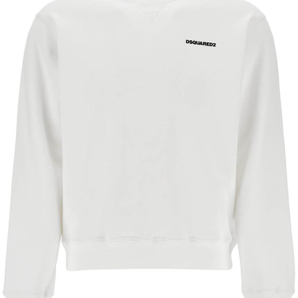 Dsquared2 white crew neck sweatshirt in cotton with embroidered logo