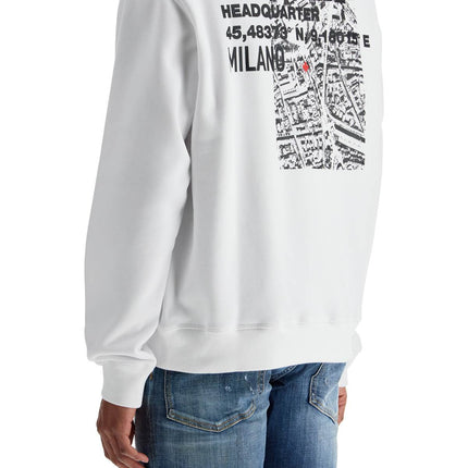 Dsquared2 white crew neck sweatshirt in cotton with embroidered logo