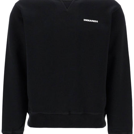 Dsquared2 black cotton crewneck sweatshirt with embroidered logo