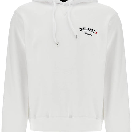 Dsquared2 white cotton hoodie with embroidered logo