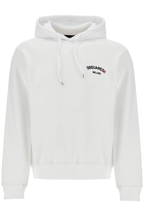 Dsquared2 white cotton hoodie with embroidered logo