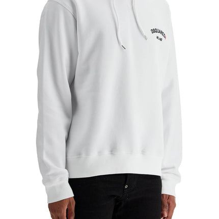 Dsquared2 white cotton hoodie with embroidered logo