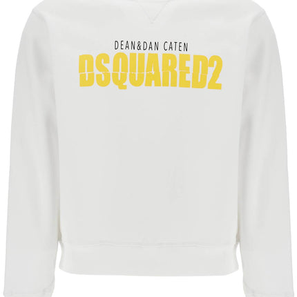 Dsquared2 white cotton sweatshirt with distinctive yellow logo