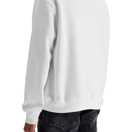 Dsquared2 white cotton sweatshirt with distinctive yellow logo