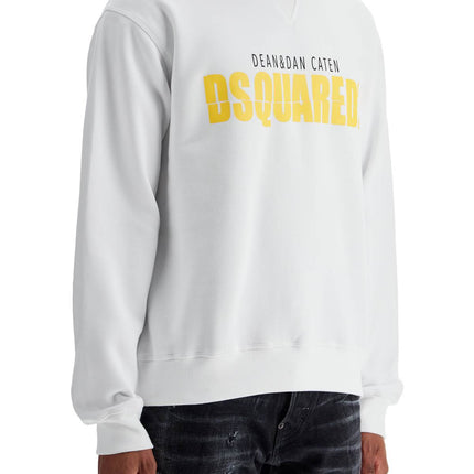 Dsquared2 white cotton sweatshirt with distinctive yellow logo