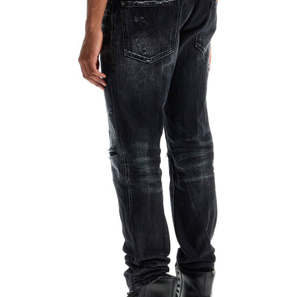 Dsquared2 jeans in cotone nero con effetto vintage