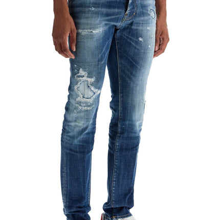 Dsquared2 navy blue jeans in cotton vintage effect