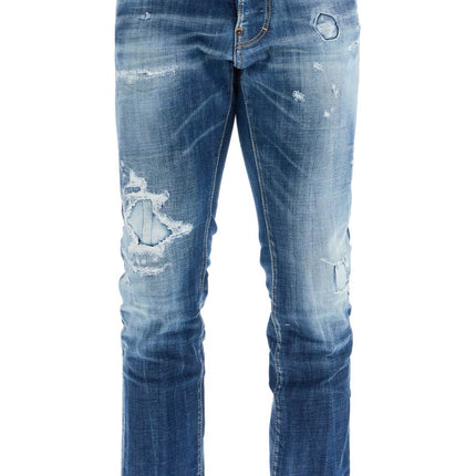 Dsquared2 navy blue jeans in cotton vintage effect