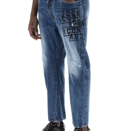 Dsquared2 "dark wash icon stamps bro jeans in