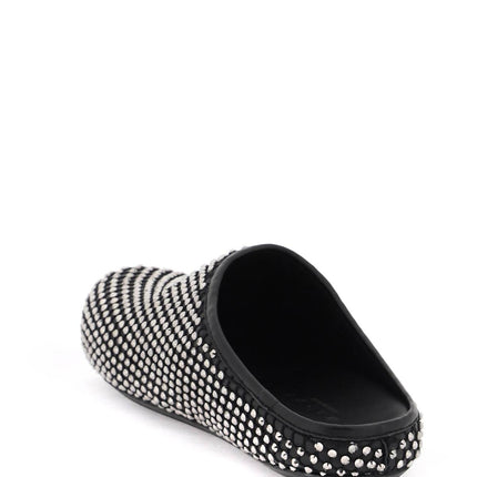 Marni leather fussbett clogs with rhinestones