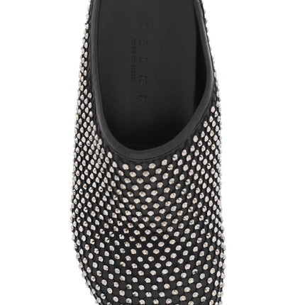 Marni leather fussbett clogs with rhinestones