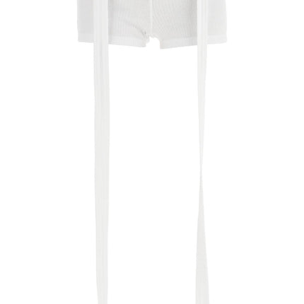 JEAN PAUL GAULTIER white cotton shorts with logo patch*** ribbed fabric*** above the knee