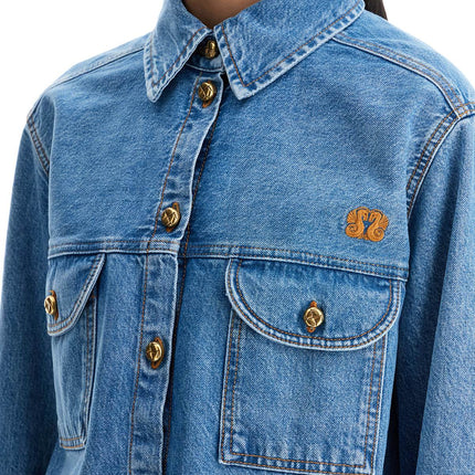 Blaze Milano blue denim shirt in cotton with high collar