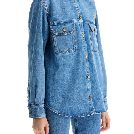 Blaze Milano blue denim shirt in cotton with high collar