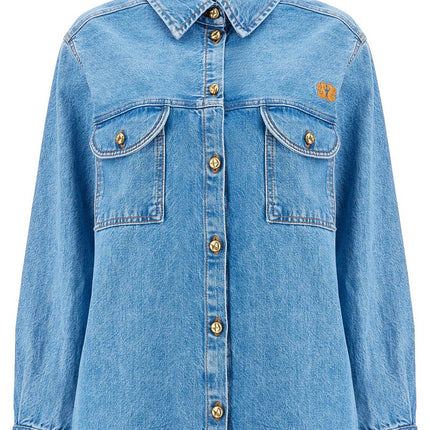 Blaze Milano blue denim shirt in cotton with high collar