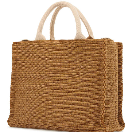 Marni raffia-effect canvas small tote bag