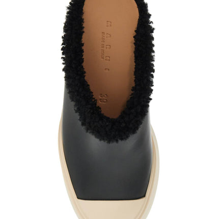 Marni pablo leather and shearling clog