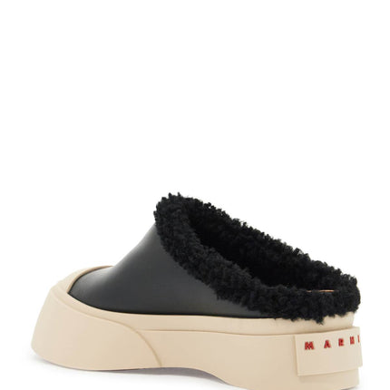 Marni pablo leather and shearling clog