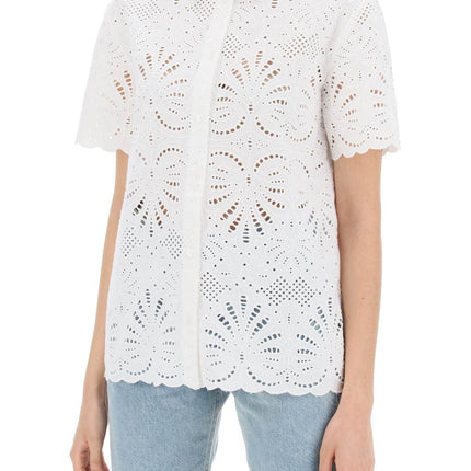 Self-Portrait Self Portrait short-sleeved sangallo lace shirt