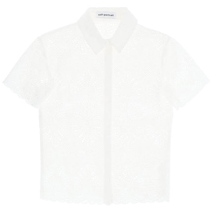 Self-Portrait Self Portrait short-sleeved sangallo lace shirt