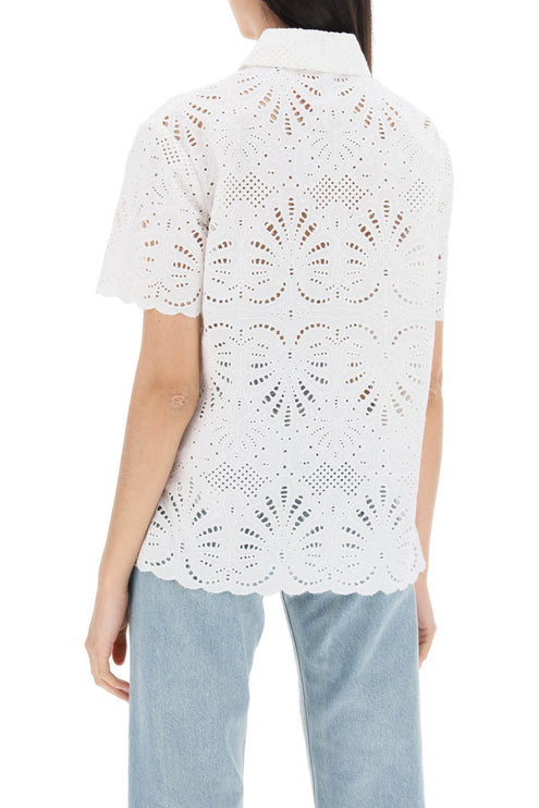 Self-Portrait Self Portrait short-sleeved sangallo lace shirt