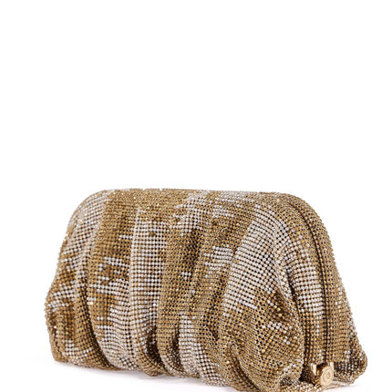 Benedetta Bruzziches large gold rhinestone net bag