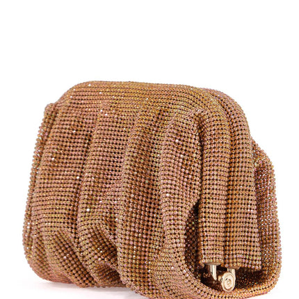 Benedetta Bruzziches la petite handbag in gold strass mesh from the venus collection