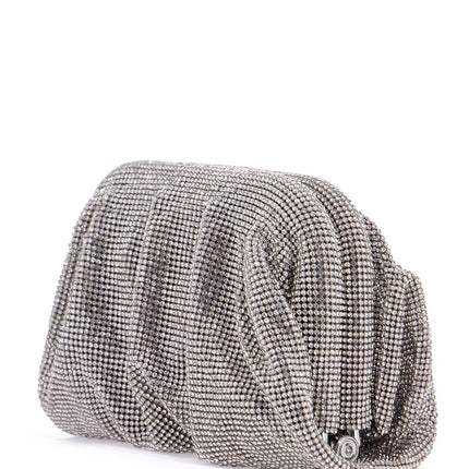 Benedetta Bruzziches venus la petite evening bag in silver rhinestone net small