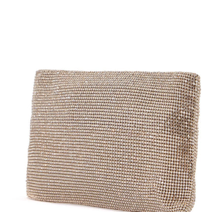 Benedetta Bruzziches compact rectangular bag in light gold rhinestones with elegant and sophisticated chain