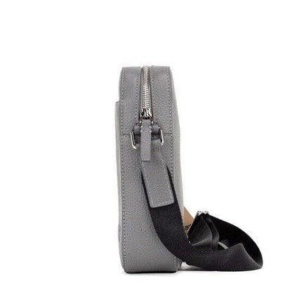 Thornton Small Grey Embossed Logo Grainy Leather Crossbody Handbag