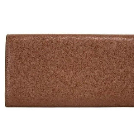 Porter Tan Gegraveerd Leer In reliëf Continental Clutch Flap Portemonnee Bruin