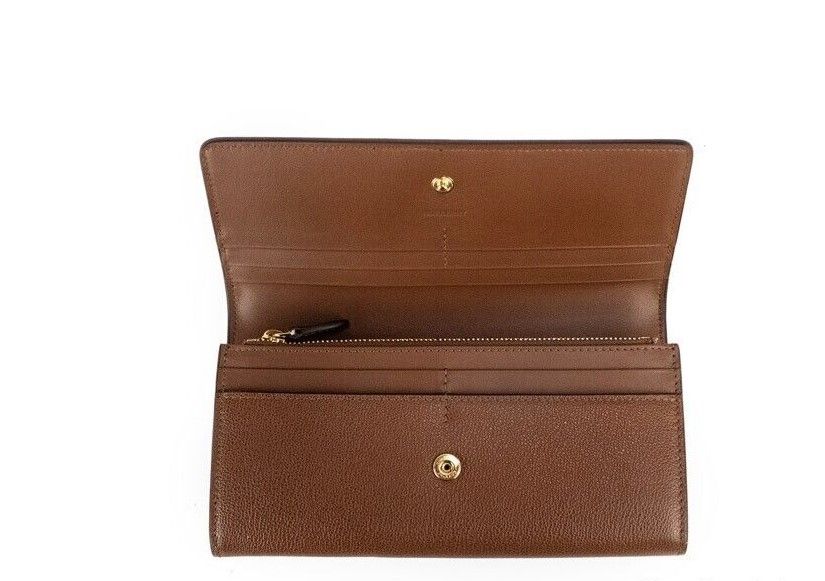 Porter Tan Gegraveerd Leer In reliëf Continental Clutch Flap Portemonnee Bruin