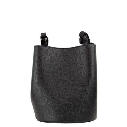 Lorne Bolso de mano pequeño de cuero negro granulado Bucket Crossbody