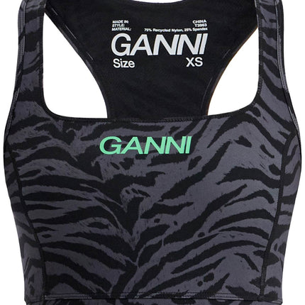 Ganni sporty animal print top