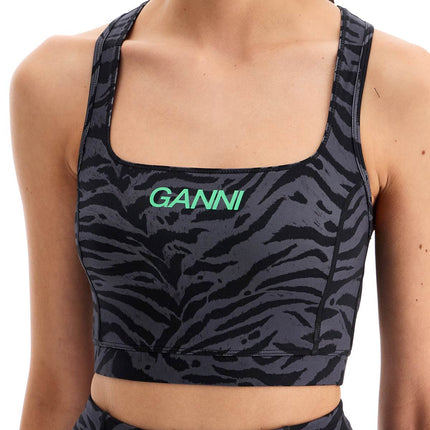 Ganni sporty animal print top