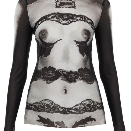 JEAN PAUL GAULTIER 'body lace marinière' mesh