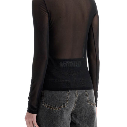 JEAN PAUL GAULTIER top in mesh velluto nero logato