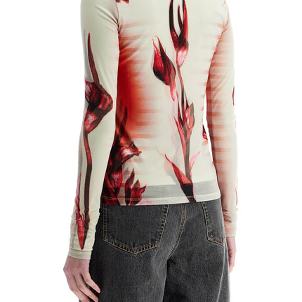 JEAN PAUL GAULTIER mint jersey top with floral pattern and double layer