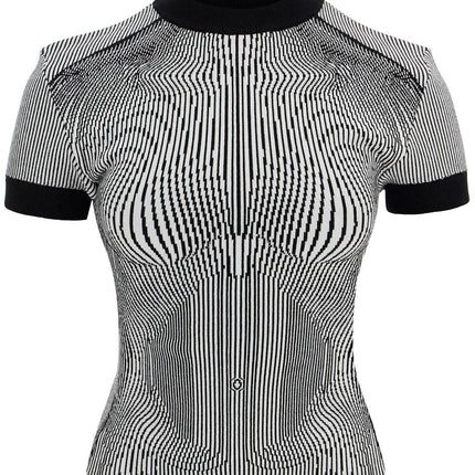 JEAN PAUL GAULTIER black and white striped viscose t-shirt