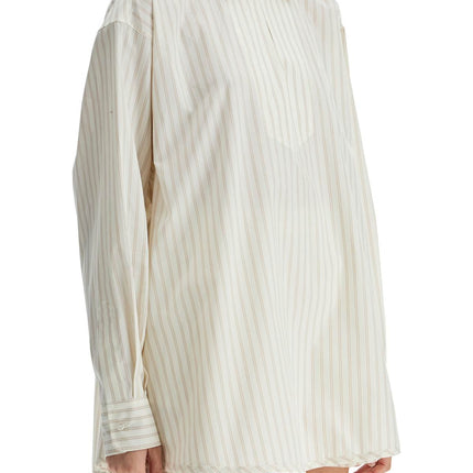 Marni ivory striped cotton top with embroidered logo