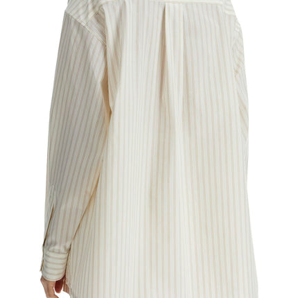 Marni ivory striped cotton top with embroidered logo