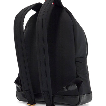 Thom Browne black multipocket backpack in polyester and leather with adjustable straps