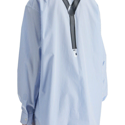 Moschino light blue cotton striped shirt with decorative straps