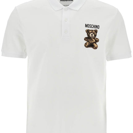 Moschino white cotton polo with embroidered logo