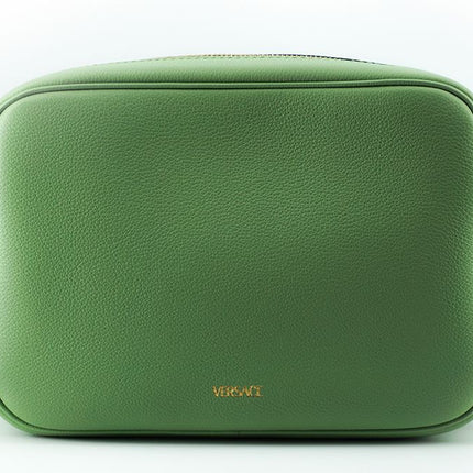 Elegante funda de piel verde menta para cámara fotográfica