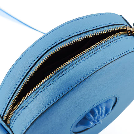 Borsa a tracolla rotonda in pelle blu chic