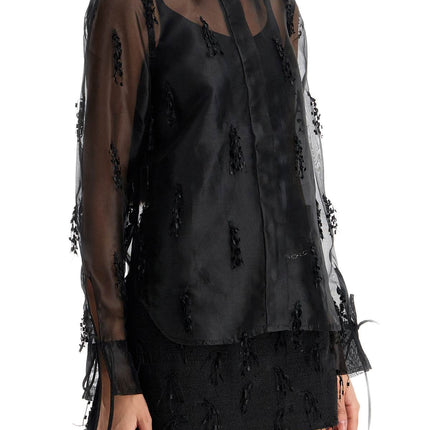 Ganni fringed organza shirt