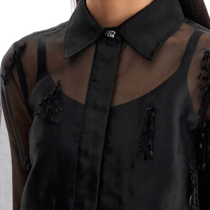 Ganni fringed organza shirt