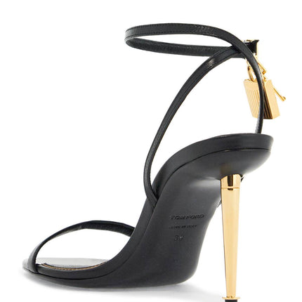 Tom Ford black goat leather sandals with 10 cm stiletto heel and ankle strap